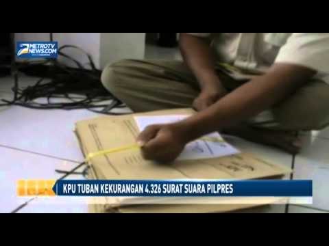 KPU Tuban Kekurangan 4 326 Surat Suara Pilpres