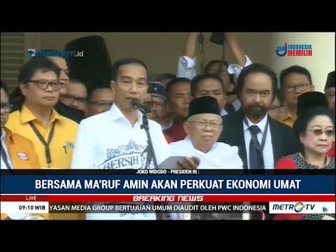 Pidato Jokowi Didampingi Ma'ruf Amin di Gedung Joang, Siap Daftar Ke KPU
