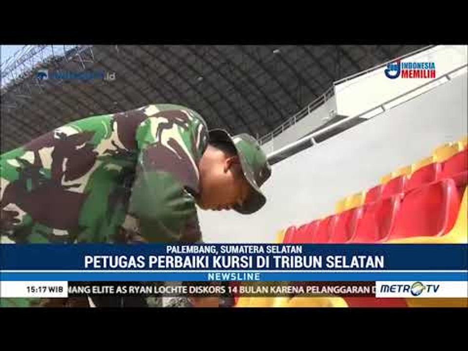 TNI Perbaiki Kursi Stadion Jakabaring Yang Dirusak Suporter