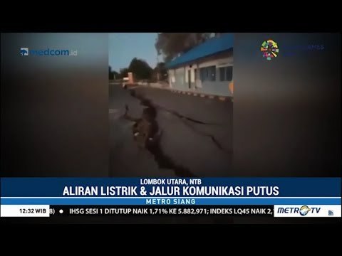 Jalanan Retak di Pelabuhan Kayangan Lombok Akibat Gempa Besar Susulan