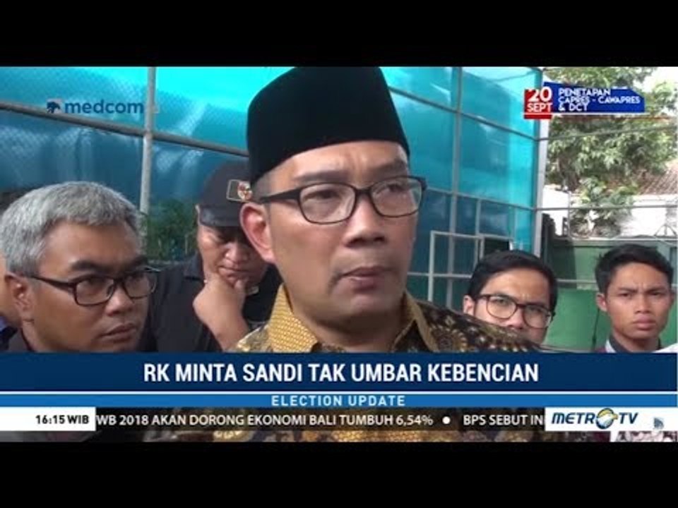 Ridwan Kamil Minta Sandiaga Tak Umbar Kebencian