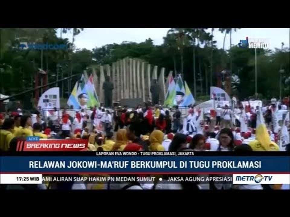 Kompak ! Relawan Jokowi-Ma'ruf Berkumpul Di Tugu Proklamasi Jelang Pengundian Nomor Urut Capres
