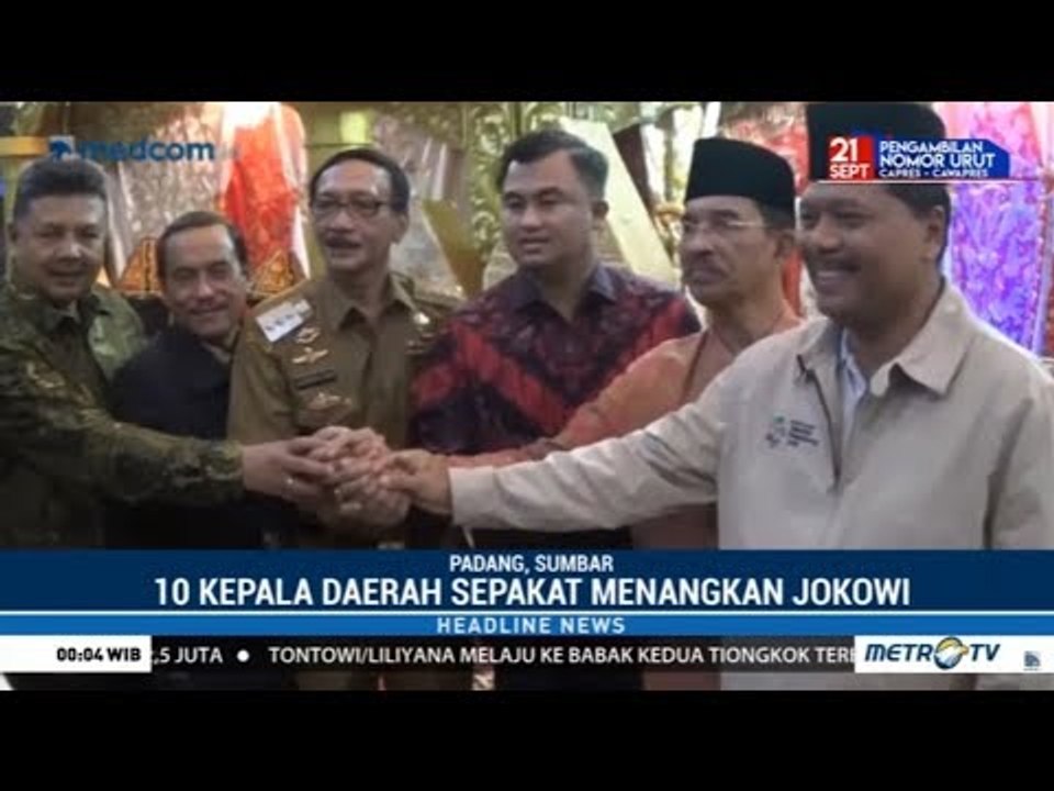 Deklarasi Dukung Jokowi Ma'ruf : 10 Kepala Daerah Sumatera Barat Siap Menangkan Jokowi-Ma'ruf