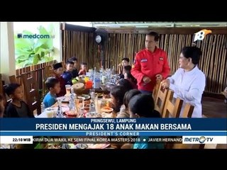 Jokowi Mengajak 18 Anak Makan Bersama di Lampung