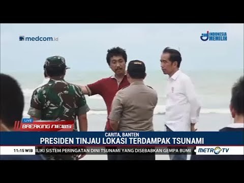 Jokowi Tinjau Lokasi Terdampak Tsunami di Pantai Carita