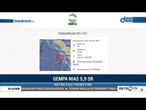 Jumat Pagi Gempa 5,9 SR Guncang Nias