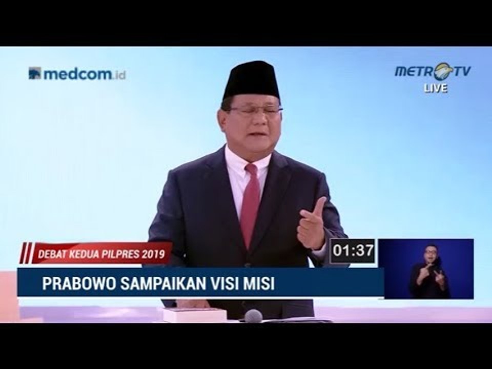 Visi Misi Capres 02 Prabowo Subianto di Debat Kedua