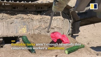 Chinese construction worker builds online following with digger tricks