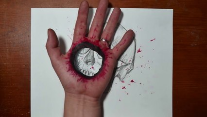 Cool 3D Trick Art - Bullet Hole in Hand