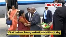 External Affairs Minister Sushma Swaraj arrived in Maldives 2