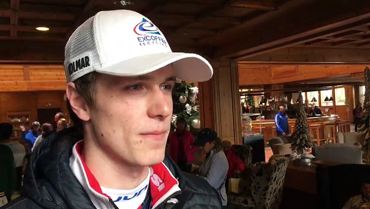 La réaction de Clément Noël après sa victoire en coupe du monde de slalom à Soldeu