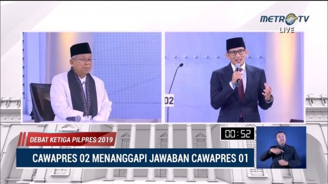 Debat Cawapres 2019 Ma'ruf Amin vs Sandiaga Uno - Part 2