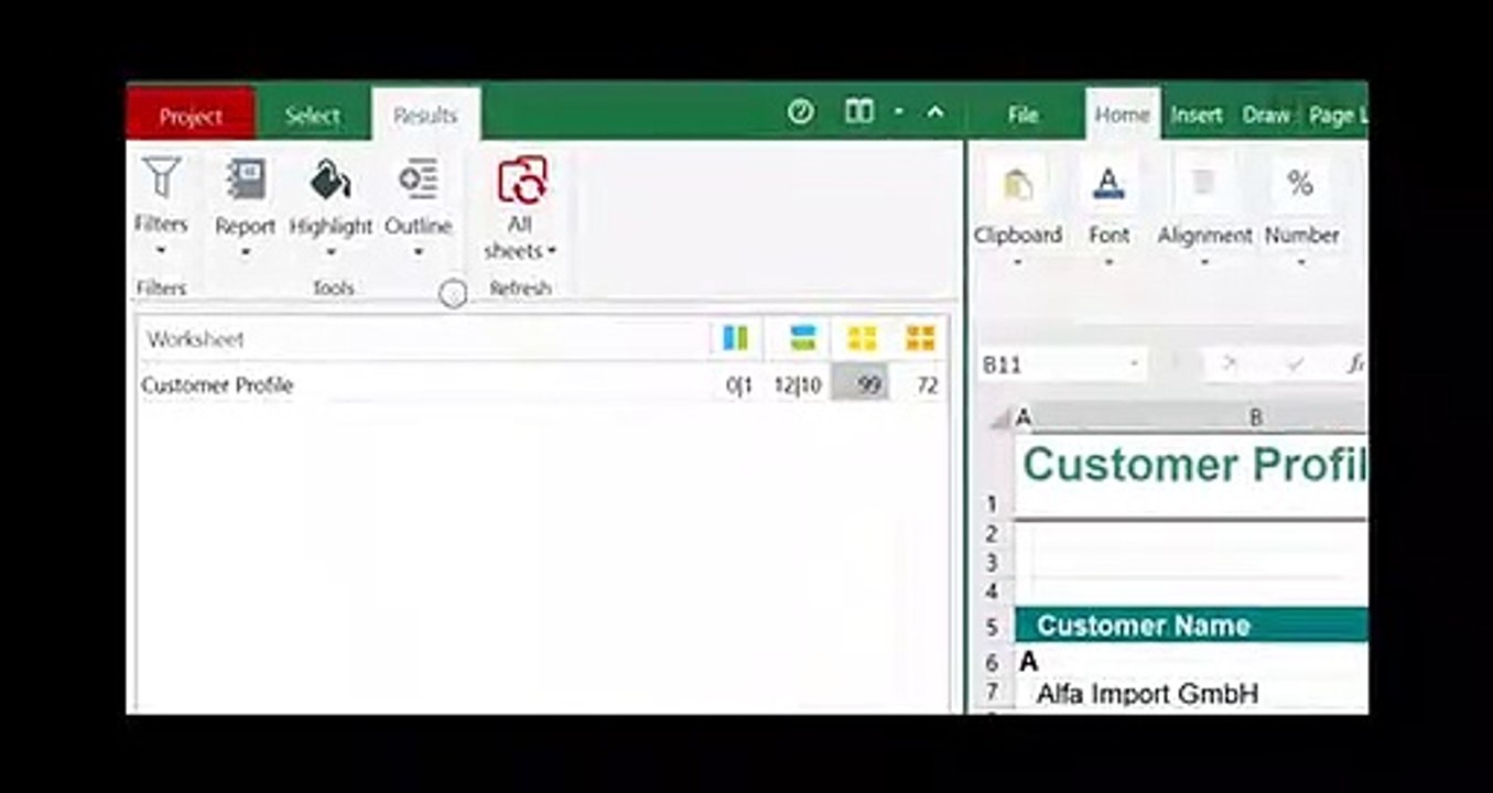 Synkronizer Excel Compare Tool helps to Show and Hide Differences