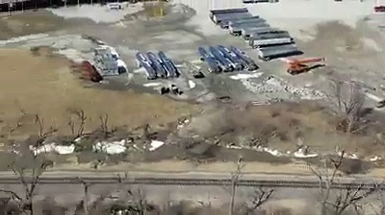 The runway at Offutt Air Force Base is under water