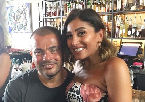 عمرو دياب يحتفل مع دينا الشربيني بعيد ميلادها