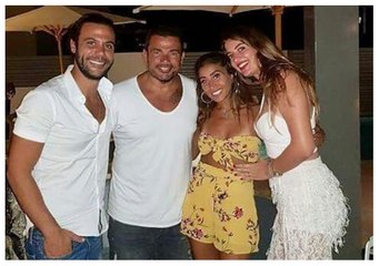 عمرو دياب يحتفل مع دينا الشربيني بعيد ميلادها