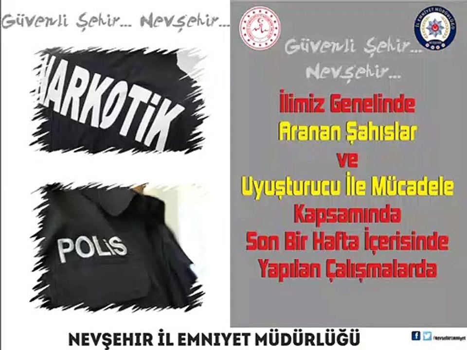 Nevşehir İl Emniyet Müdürlüğü – İlimiz Genelinde Aranan Şahıslar ve Uyuşturucu İle Mücadele Kapsamında Son Bir Hafta İçerisinde Yapılan Çalışmalarda