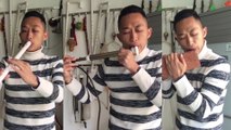 Chinese man crafts flutes from bricks, pipes and bicycle pumps