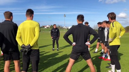 Manuel Sánchez Murias dirige su primer entrenamiento con el Sporting B