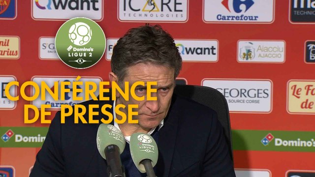 Conférence de presse Gazélec FC Ajaccio - RC Lens (1-0) : Hervé DELLA MAGGIORE (GFCA) - Philippe MONTANIER (RCL) - 2018/2019