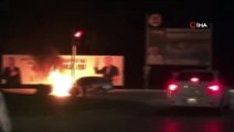 Seyir halindeki otomobil alev alev böyle yandı