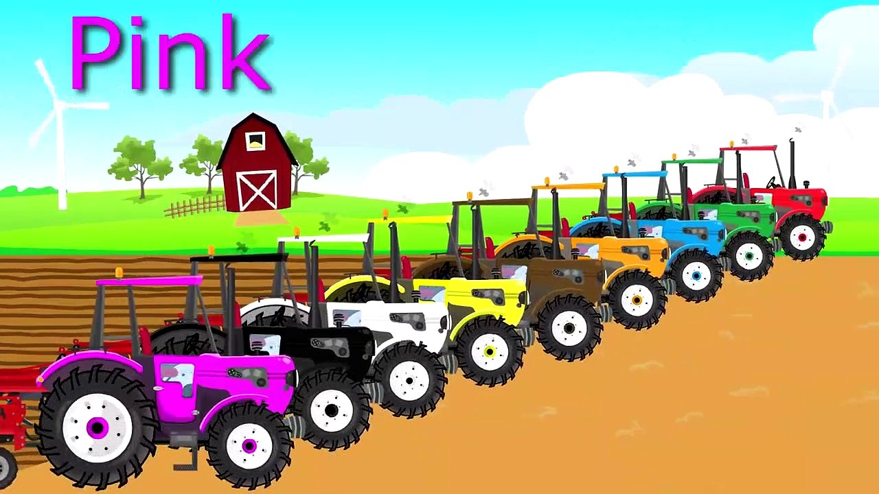 Colors for Children to Learn with Tractor Farm Vehicles | Tractor Toys | Kolory Traktory