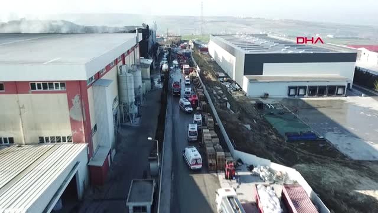Hadımköy'de Yanan Fabrika Bu Sabah Havadan Görüntülendi