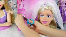 Barbie Raiponce Style Tête de Poupée de Mariage Relooking gaun pengantin Barbie Raunzel Vestido de Noiva