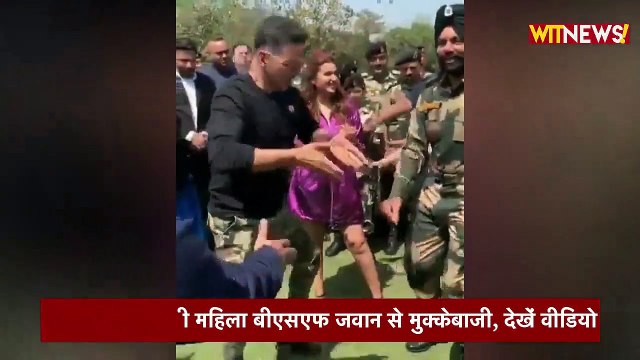 Kesari: Akshay Kumar and Parineeti Chopra shake legs with BSF Jawans in Delhi. Watch video