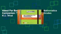 About For Books  The Common Core Mathematics Companion: The Standards Decoded, Grades K-2: What
