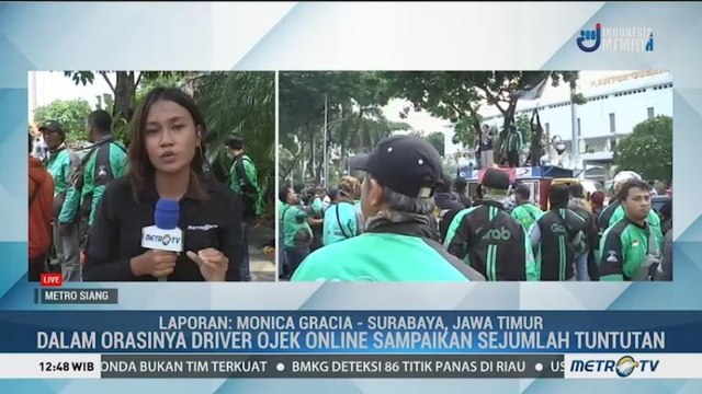 Pengemudi Ojek Online di Surabaya Turun ke Jalan