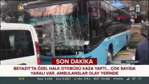 Beyazıt'ta özel halk otobüsü kaza yaptı