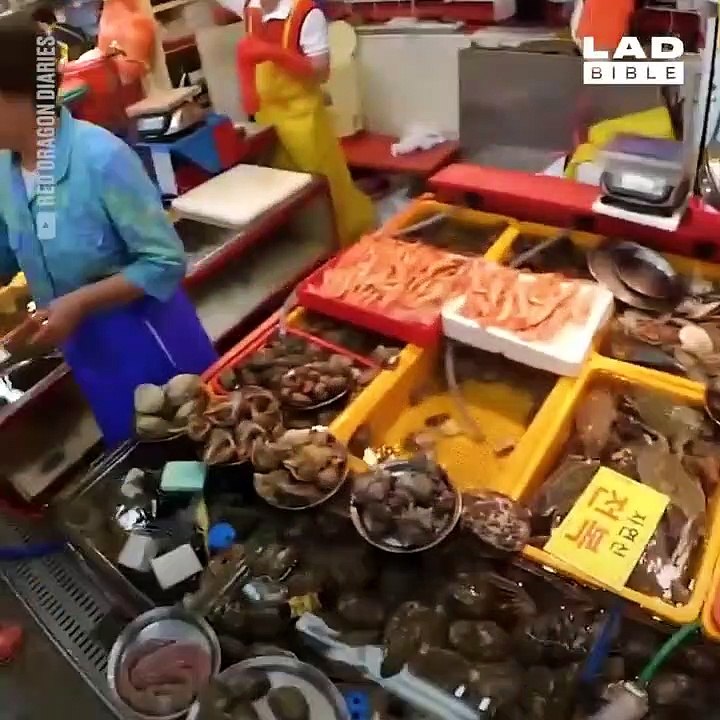 Voilà un bon repas en Corée du sud  du poulpe vivant...
