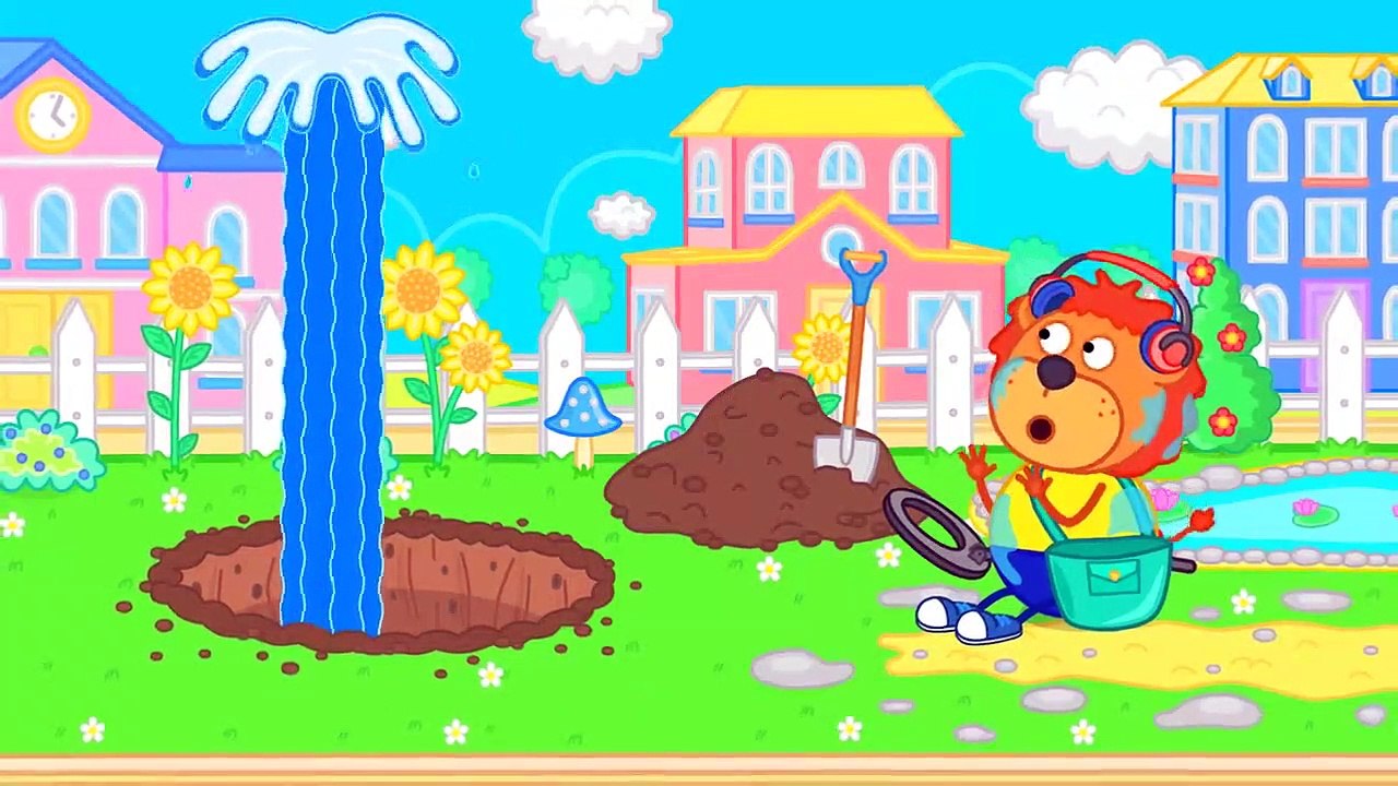 Lion De La Famille Des Bébés Adorent Les Fruits De Dessin Animé Pour Les Enfants