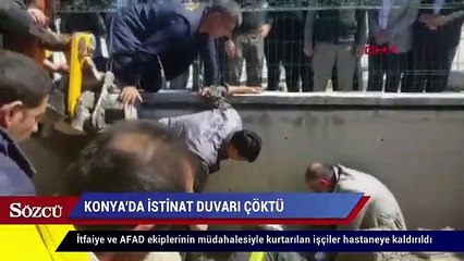 Descargar video: Konya'da İstinat duvarı çöktü 4 işçi enkaz altında kaldı