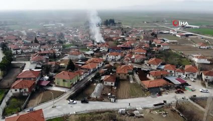 Deprem Sonrası Çıkan Yangın Havadan Görüntülendi