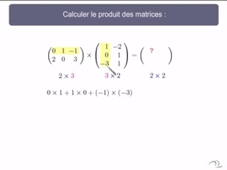 Maths - Produit de matrices (Niveau Première Terminale ES )
