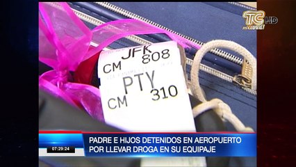 Padre e hijos detenidos en aeropuerto por llevar droga en su equipaje
