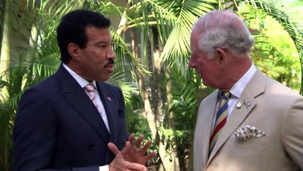 Prince Charles meets Lionel Richie and Tom Jones in Barbados