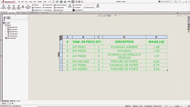 LCM - SOLIDWORKS FRANCAIS – COMMENT AJOUTER UN TITRE A UNE NOMENCLATURE