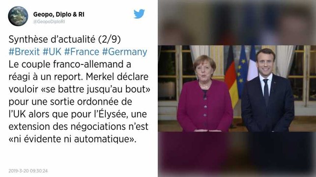 Brexit. Angela Merkel d’accord pour donner un report court aux Britanniques si l’accord est ratifié.