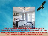 LE 52 Inch Indoor Ceiling Fan with 4 Light Fixture 5 Wooden White Blades Reversible