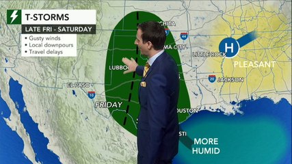 Gusty thunderstorms to target South Central states
