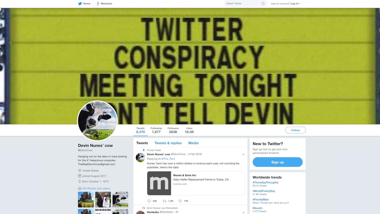 'Devin Nunes' Cow' Parody Account Now Has More...