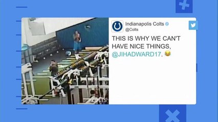 Jihad Ward goes 'beast mode' and destroys wall in Colts' weight room