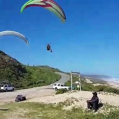 Paraglider Performs Precise Landing