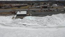 Icy Aerial Views of the Mountains of Lake Erie