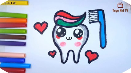 How to draw a kawaii tooth for children - Kids life