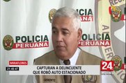 Capturan a delincuentes robando autopartes de autos en Miraflores