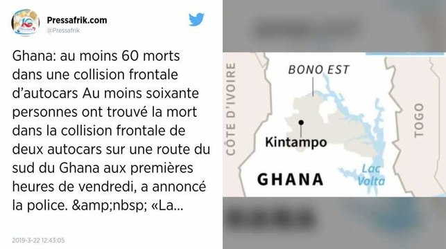 Ghana. Une collision frontale d’autocars fait au moins 60 morts.